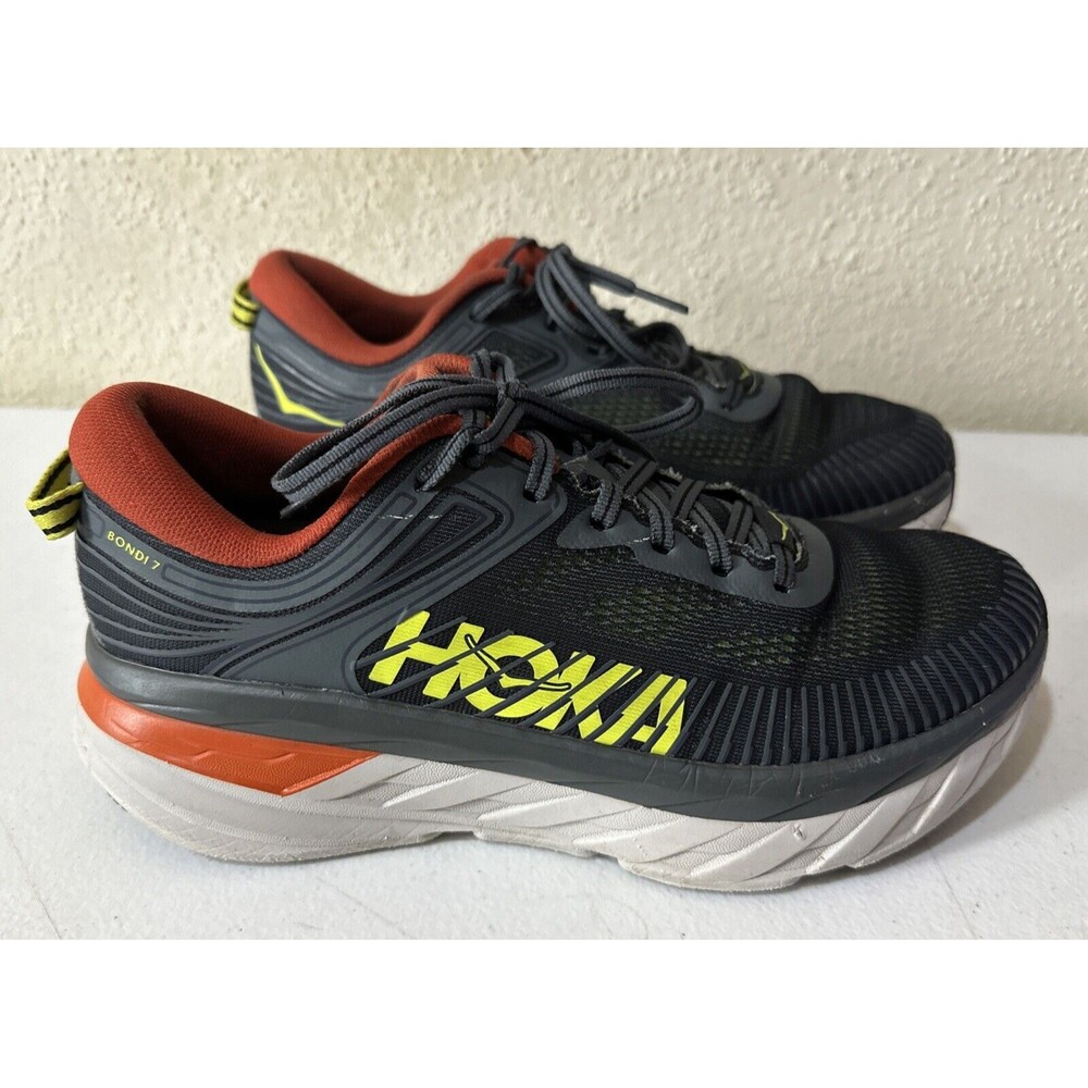 HOKA ONE ONE M Bondi 7 Running Shoes 1110518 Turbulence / Chili Men Size 8